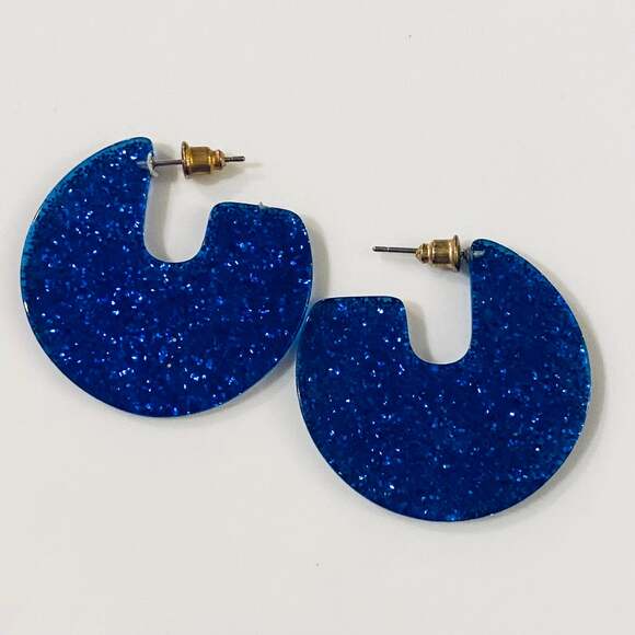 Glitter Acrylic Hoop Earrings - Picture 2 of 2